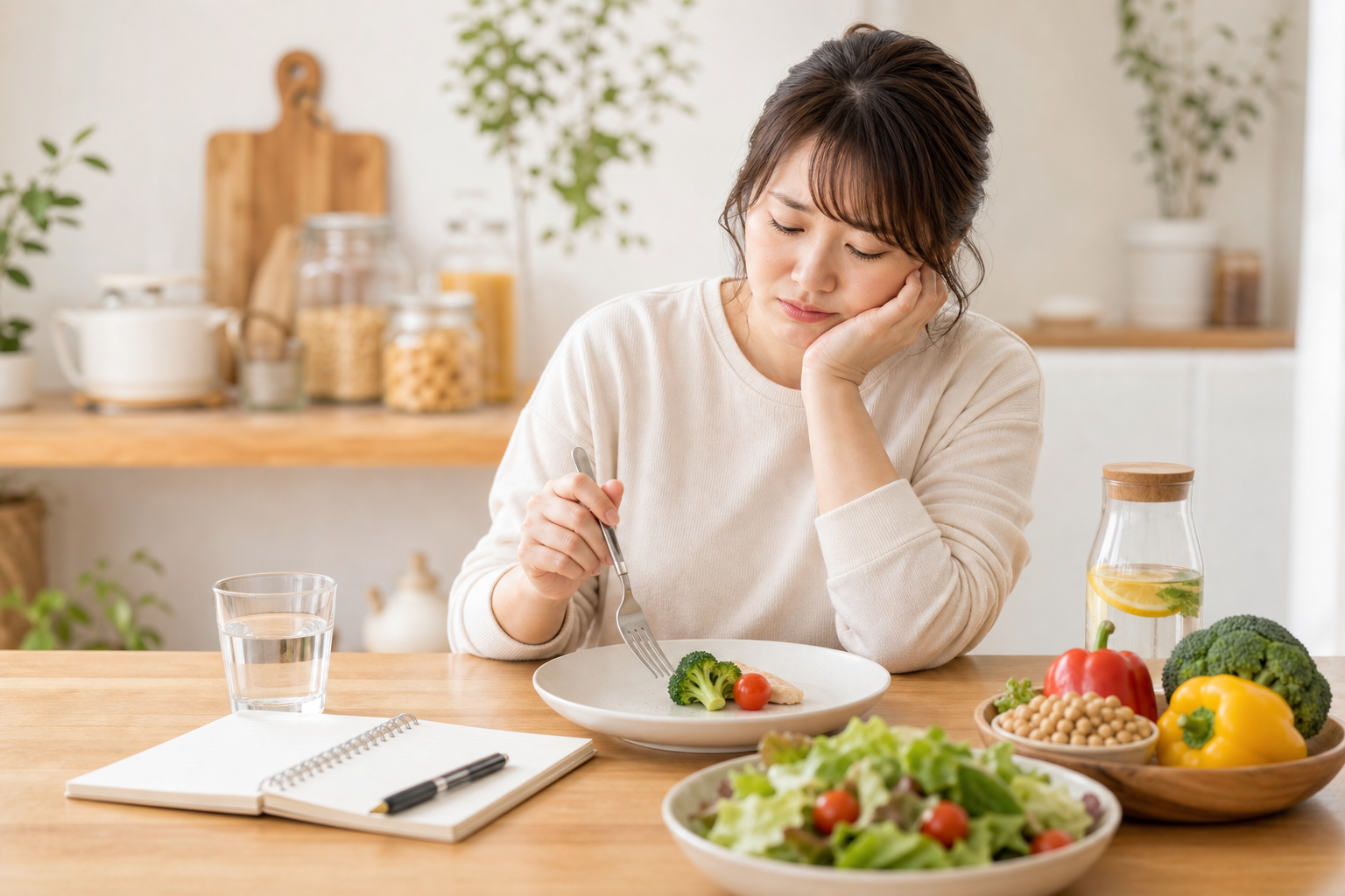 食事制限が続かず困っている女性のイメージ
